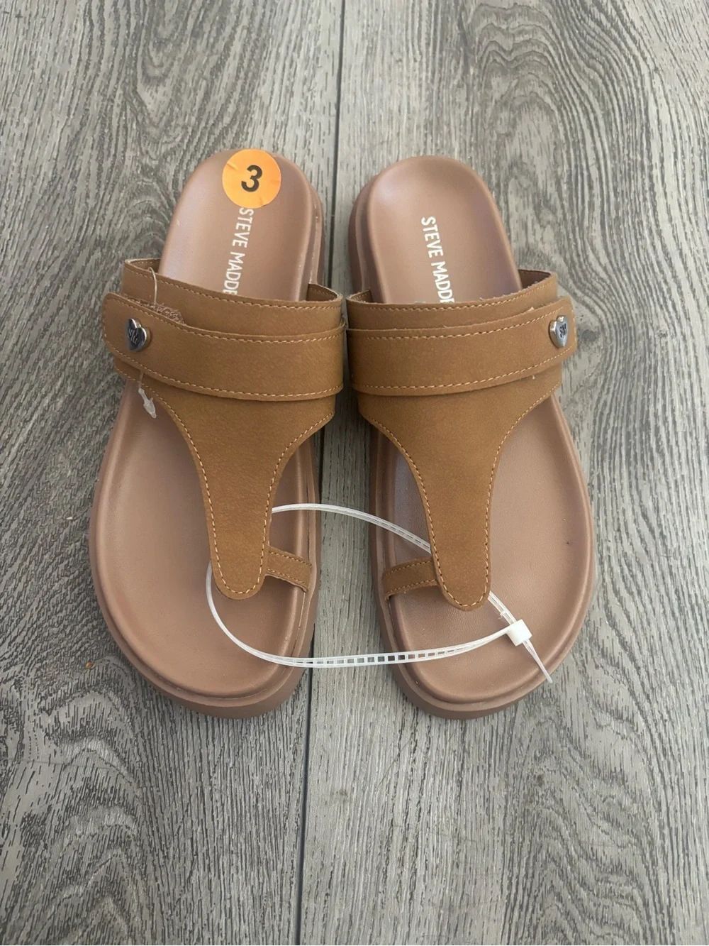 Steve Madden Brown Tan Thong Slide Sandals